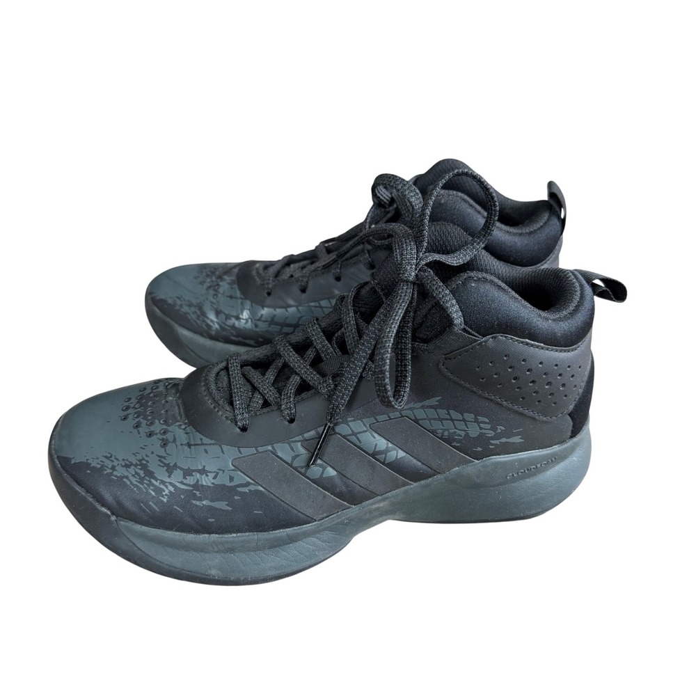 Adidas Cross Em Up 5 Kids Basketball Shoes Black Grey High Top Youth Size 5Y